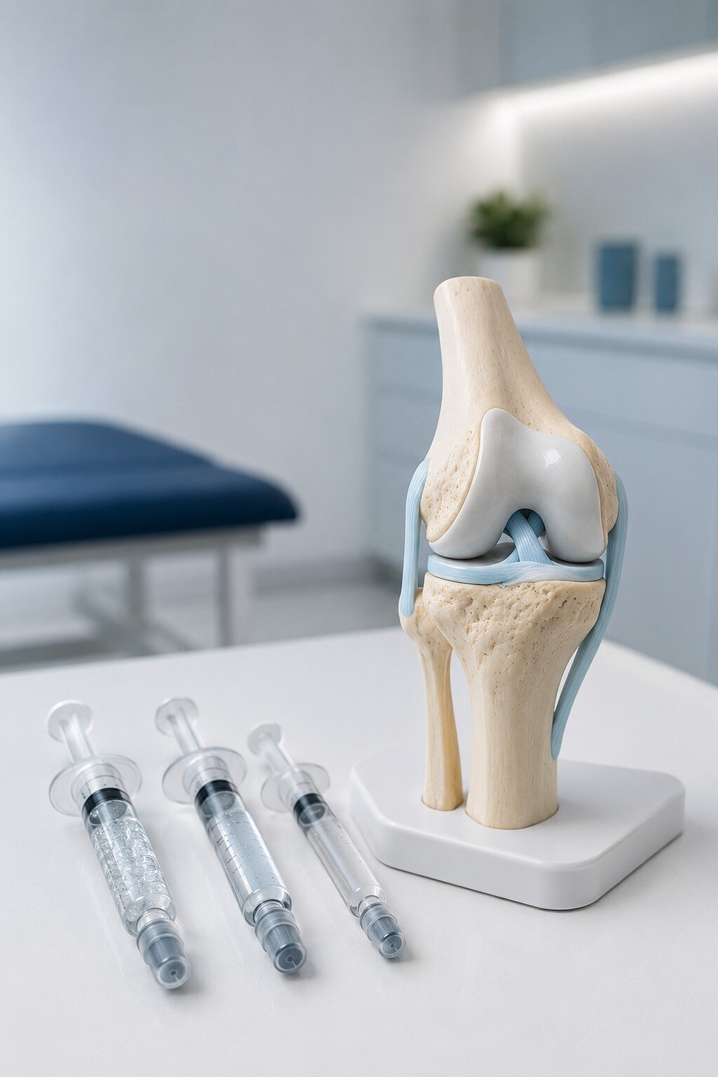 Knee joint model used when explaining private injection therapy in Hull